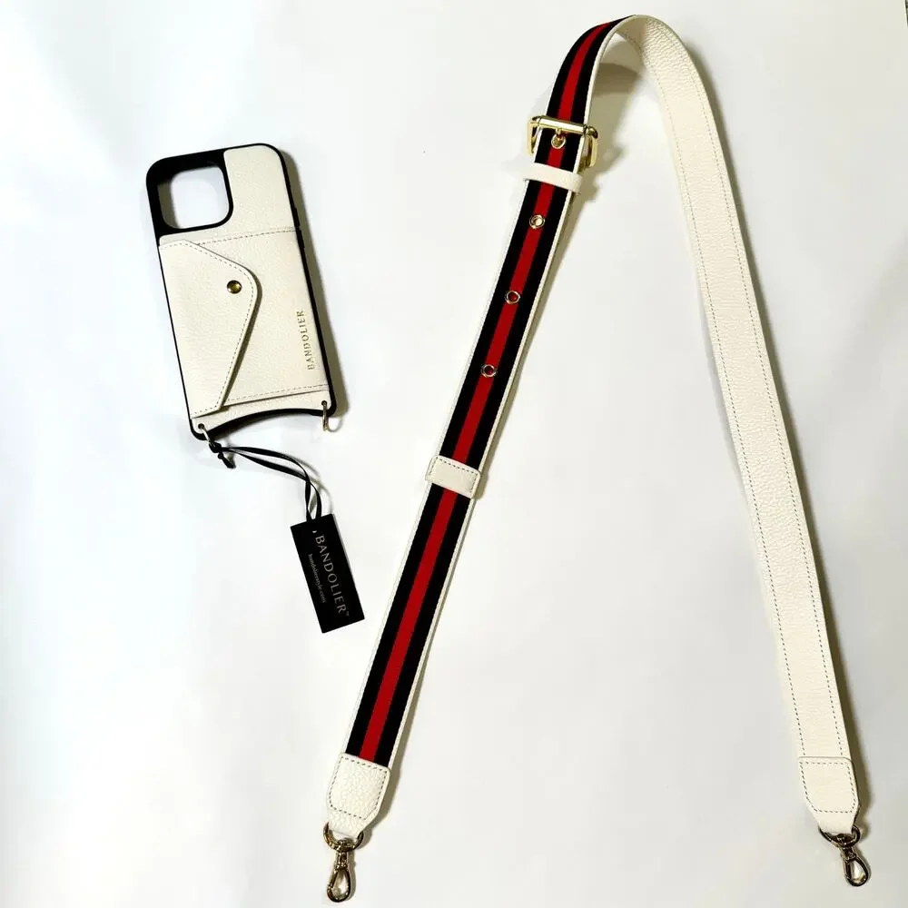 NEW! Bandolier Kimberly Crossbody 15 PRO Wallet Case Set Ivory Red Gold Black
